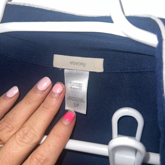 EBERJEY TENCEL Modal Short Sleeve Women's Navy Blue Pajama TOP SMALL - Picture 9 of 12